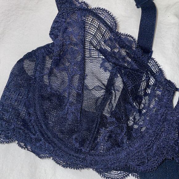 Simone Perele Demi Underwire Bra Blue Lace Size 36C Luxury Erotic Lingerie - Picture 4 of 7